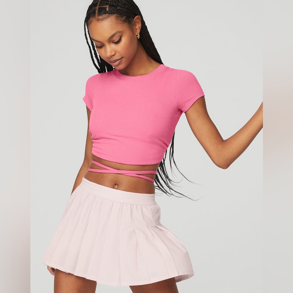 Pink Ribbed Crop Top